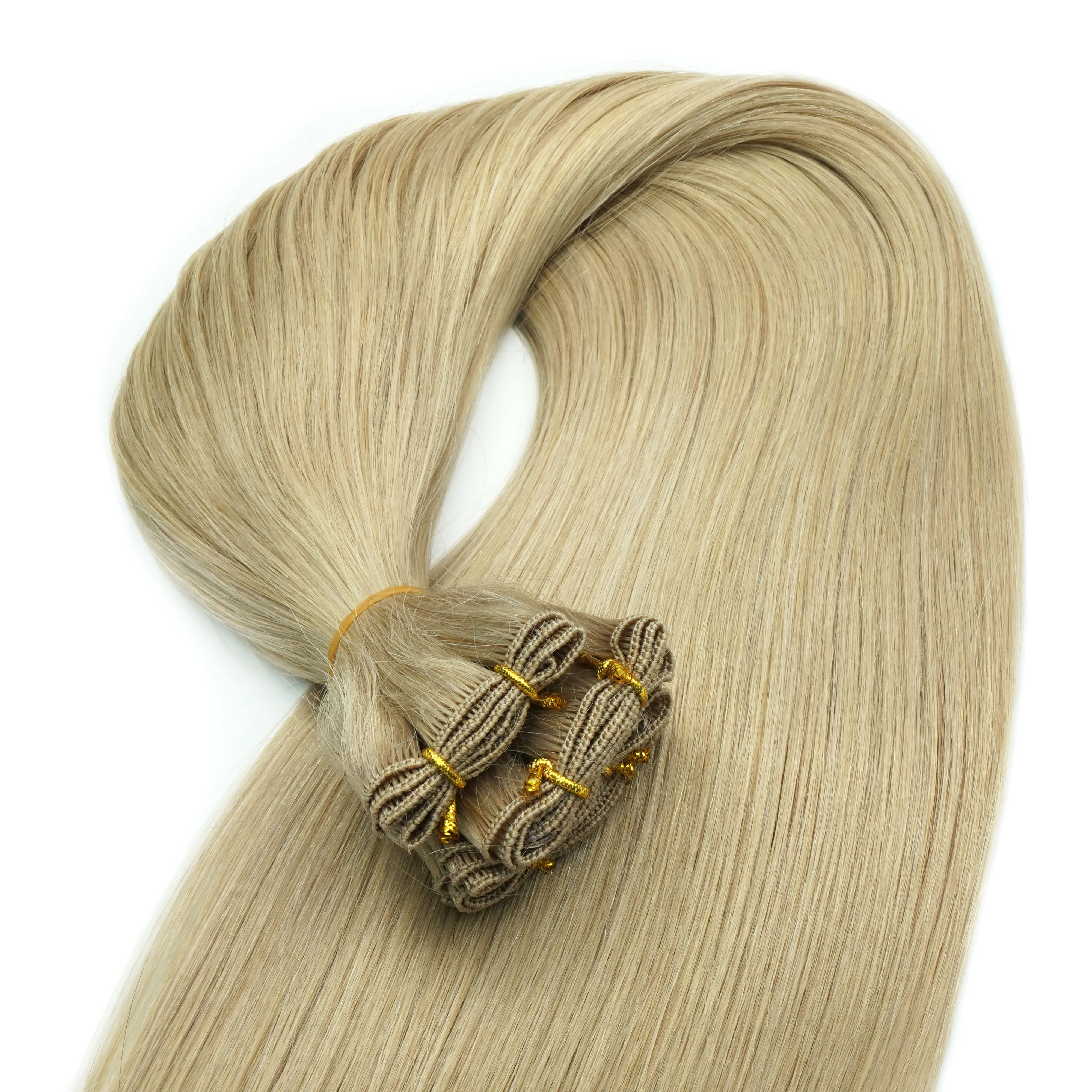 Genius weft double drawn virgin hair cuticle intact human hair Manufacturer Unprocessed Russian hair hand tied weft 2.0
