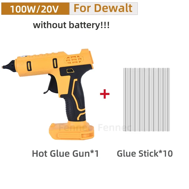 ANA Cordless Electric Handheld Hot Glue Gun Melt Welding Anti-scald Nozzle With 10 Stick for Dewalt Without