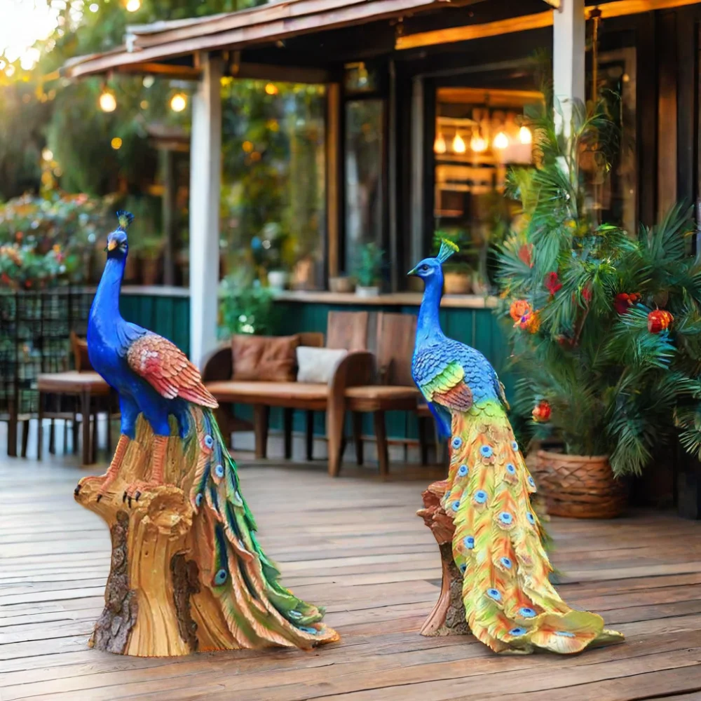 Decoration Statue Garden Sculpture Realistic Fiberglass Animal Statues Peacock life size resin statue