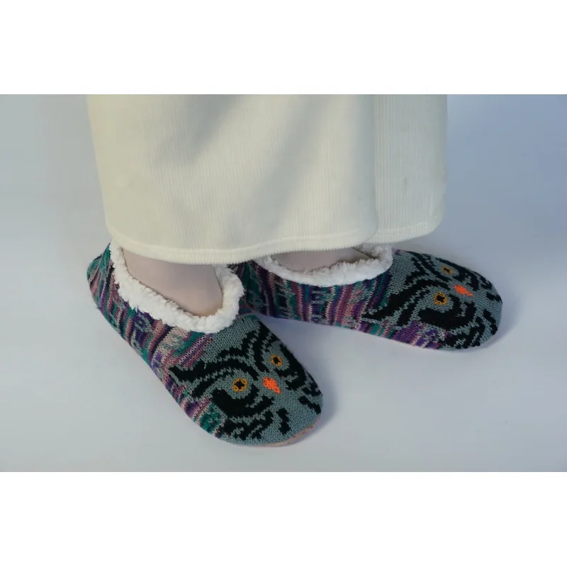 OEM SUPER SOFT owl knitted SHERPA SLIPPER cozy ballerina slipper sock