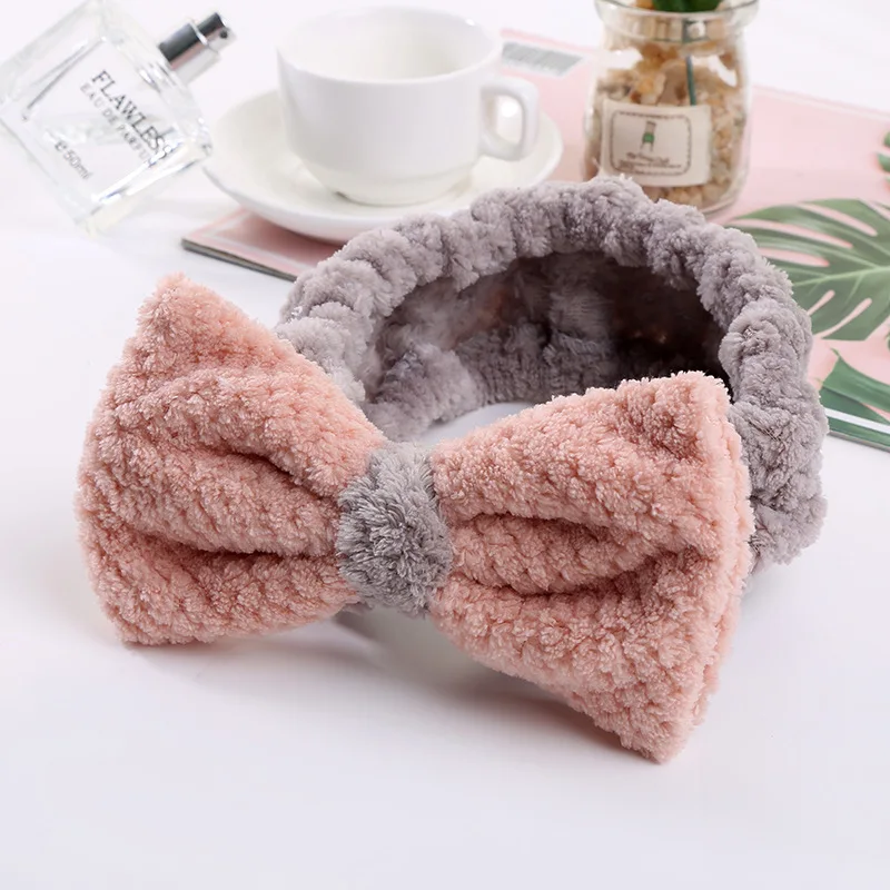 Wholesale Soft Big Bow Color Matching Wash Face Makeup Spa Headband Elastic Hair Band