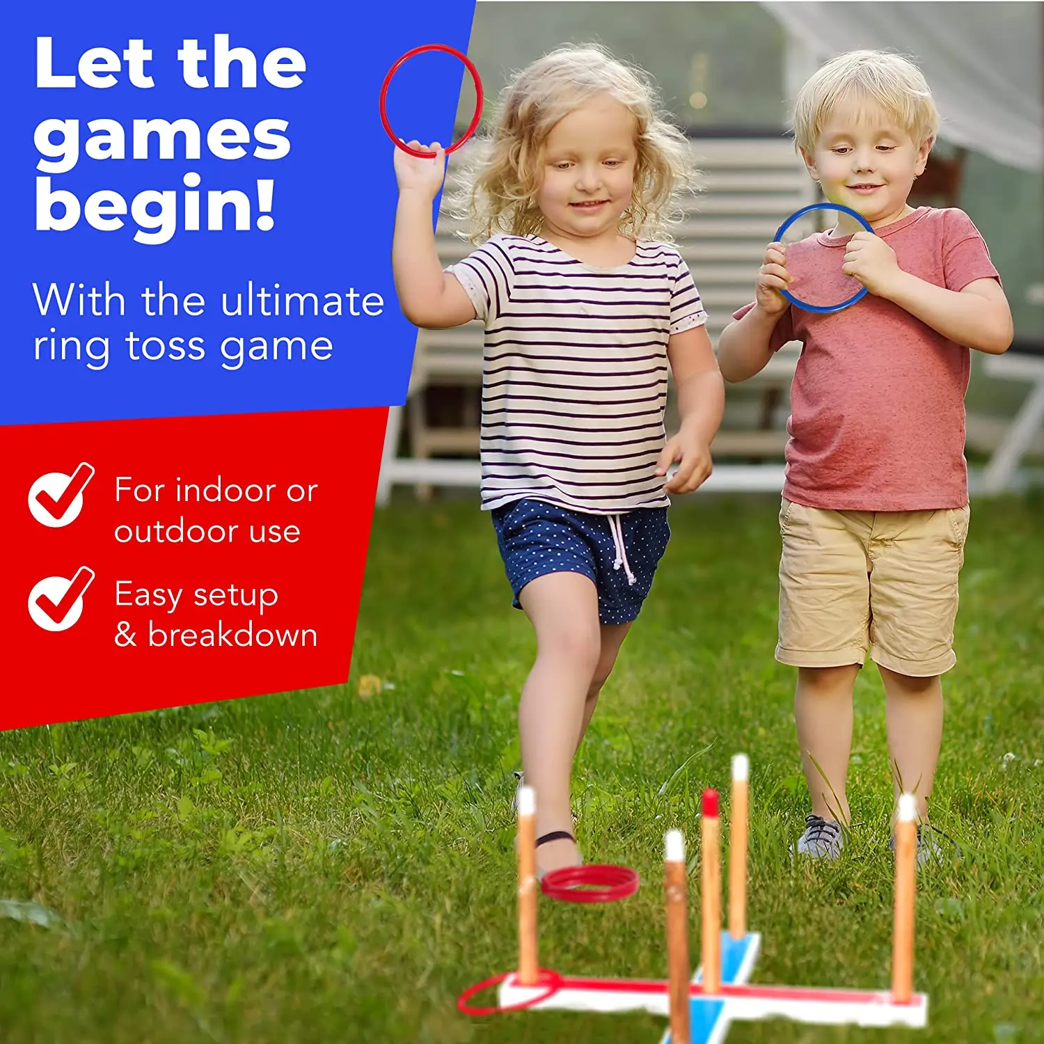 Wooden Ring toss game Yard games set Throw Games for outdoor and indoor innovative rope toy