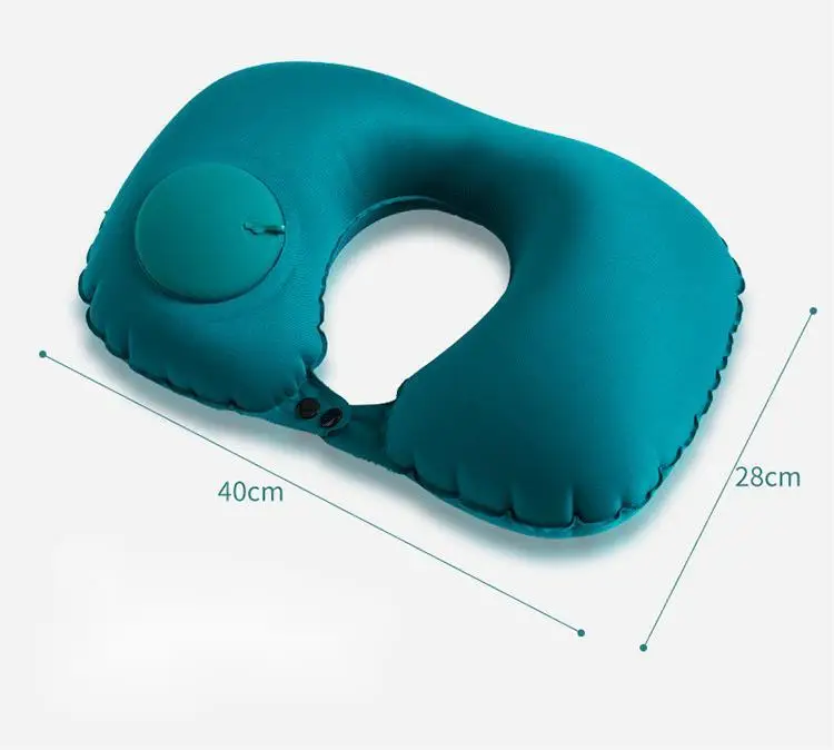New Fashion Air Filled Minky U shape Pillow with Press Pump Inflatable Velvet Pillow Travel Neck Pillow