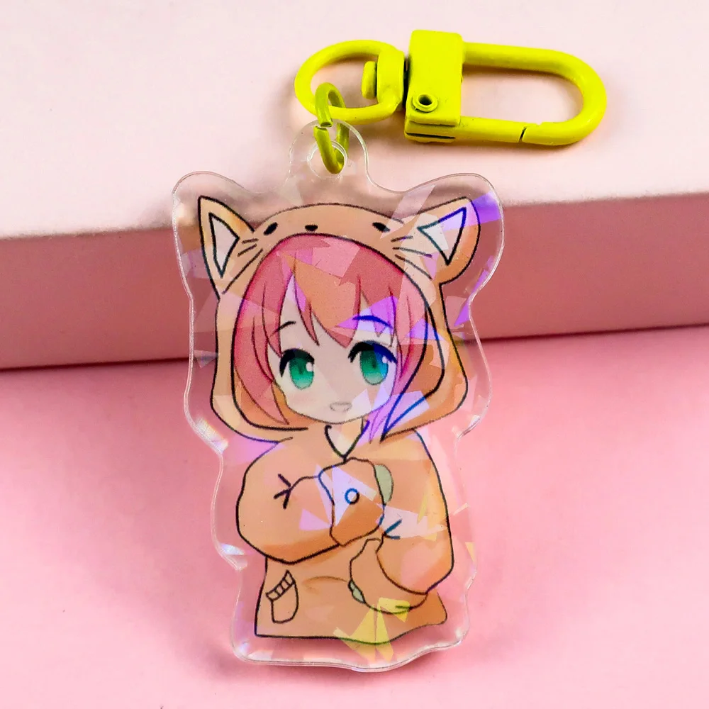 Wholesale kawaii printed cute anime cartoon plastic custom acrylic charms keychains