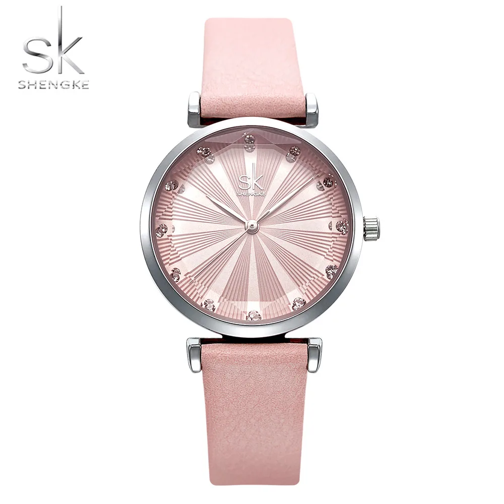 SK SHENGKE K0099 Luxury Quartz Watches Women Waterproof reloj para Mujer Fashion Ladies Leather Band Wrist Watch