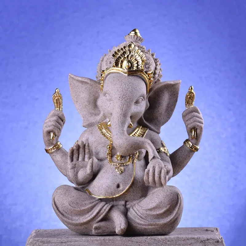 Factory Whole Sale Marble Ganesha Statue Large Size Religious Figure Elephant God Sculpture