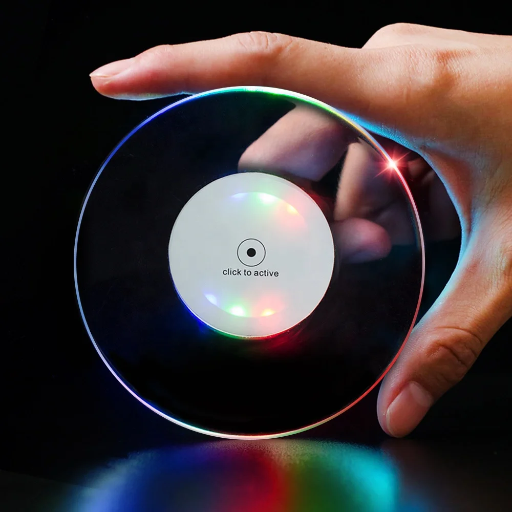 LED Coasters Lights Led Bottle Light Sticker Wine Bottles Party Supplies LED Bottle Glorifier Base Led Coasters for Drinks