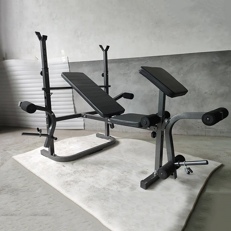 Home fitness equipment barbell rack bench press weight bench set multi-function foldable weight bench