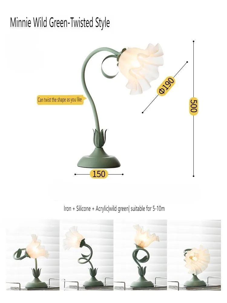 *110V USB Charging American Rural Nostalgic Night Light Net Red Flower Decoration Free Folding Changeable Shape Table Lamps