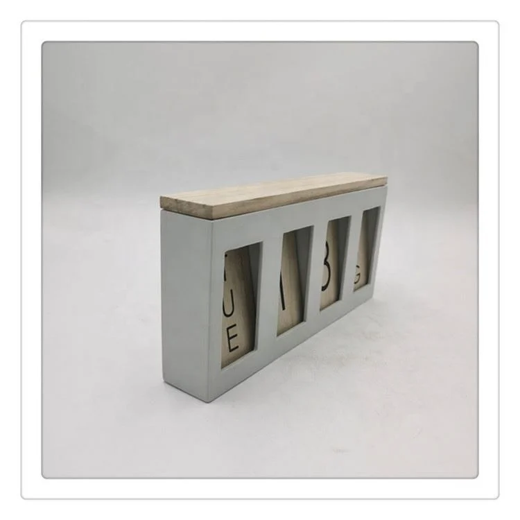 
Perpetual personalised custom 26.5*4.5*13 nature grey black desk wooden calendar for blocks 