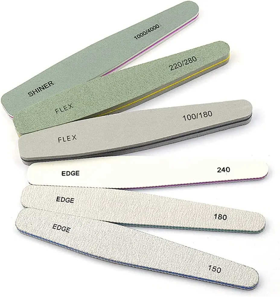 Professional Premium 6 PCS Different Grit Sponge Double Side Nail Emery Board Set for Nail Art