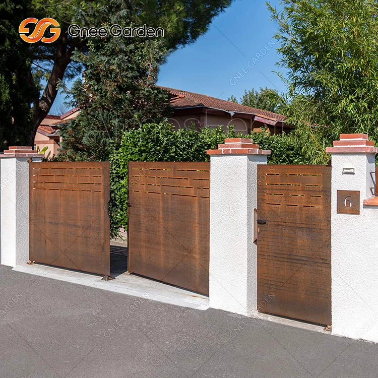 Corten стальной металлический железный забор и ворота для дома