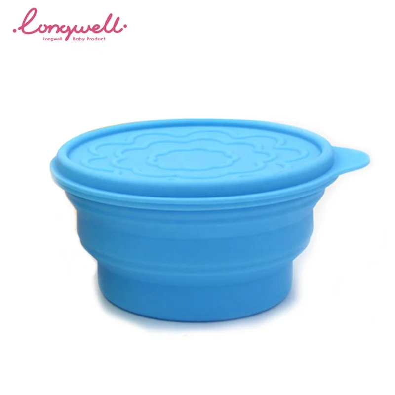 Ningbo Longwell Portable  Kids Bowl With Lid Travel Camping 2020 New Eco Food Salad Collapsible Silicone Snack Bowls Baby