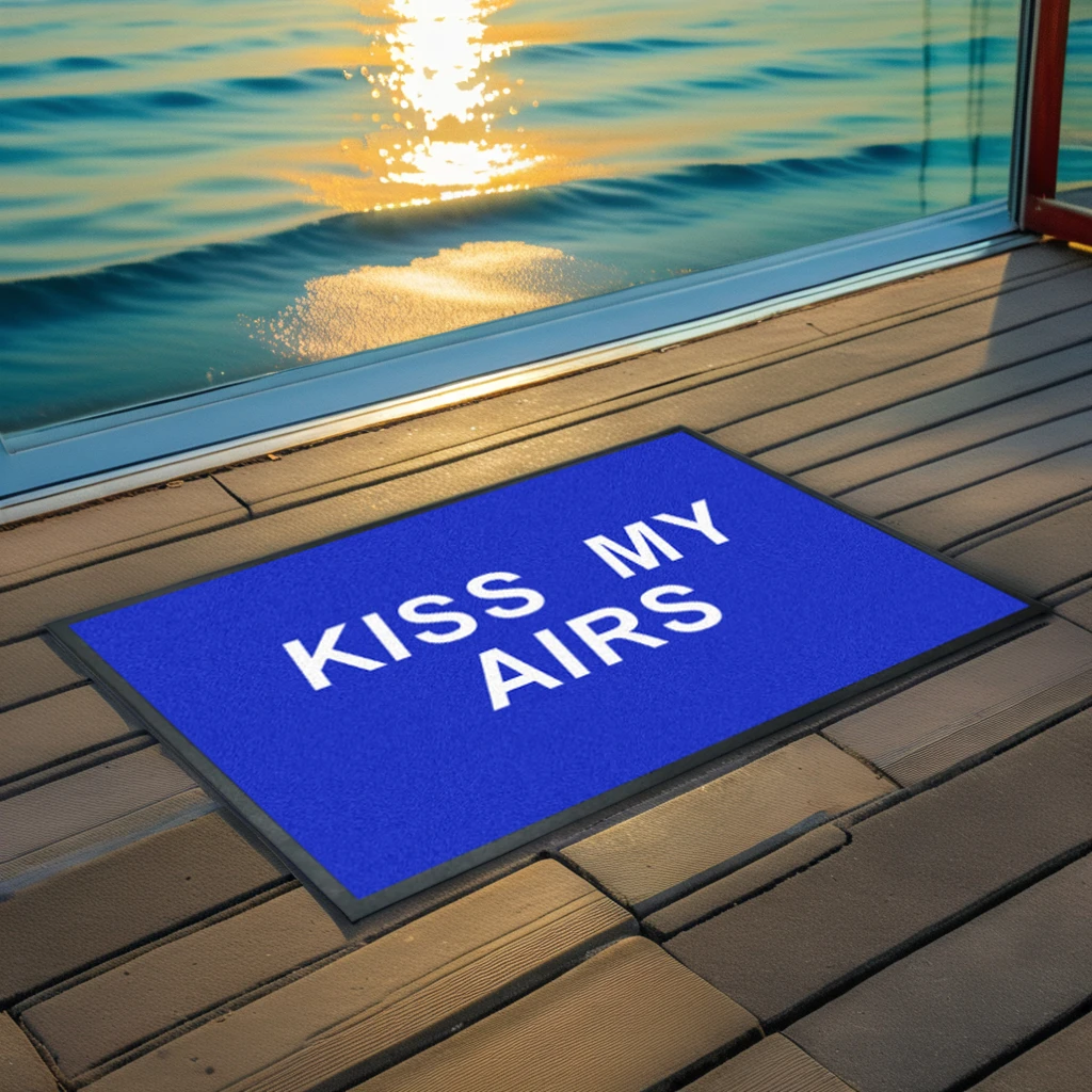 Custom Welcome Anti-Slip Outdoor Door Mat Kiss My Air Printed Floor Carpet Rubber Backing Nylon Material Home Hotel Use Washable