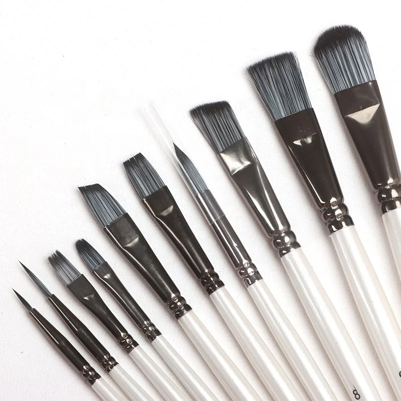 10 Piece Professional Gouache Painting Paint Brush Set versatile Nylon Art Brushes for Acrylic Oil watercolor