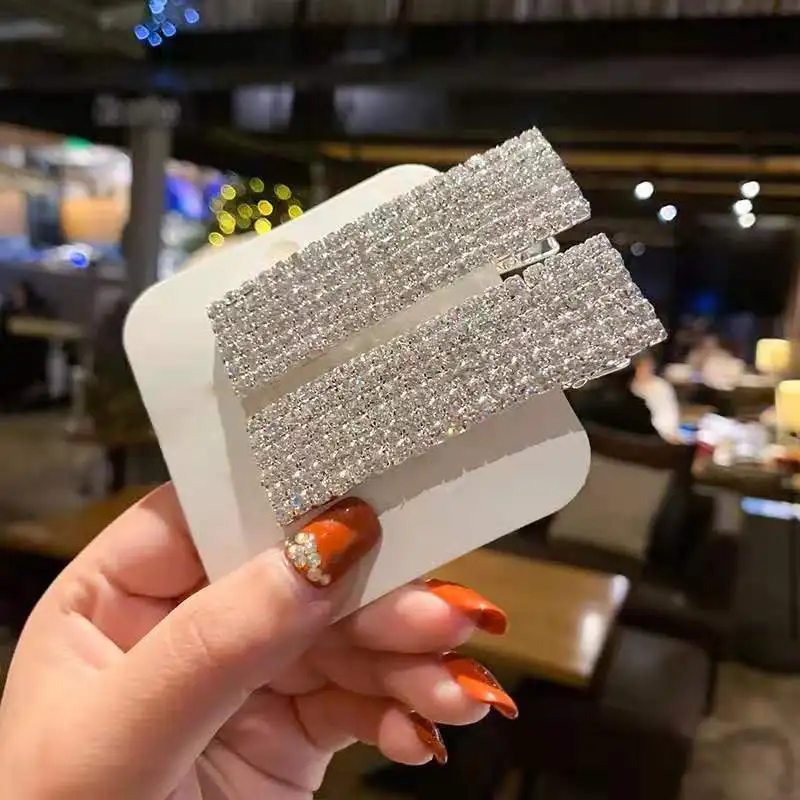 Women Crystal  Fancy Pins Duckbill Bling Fashion Accessories Diamond Rhinestone Hair Clip