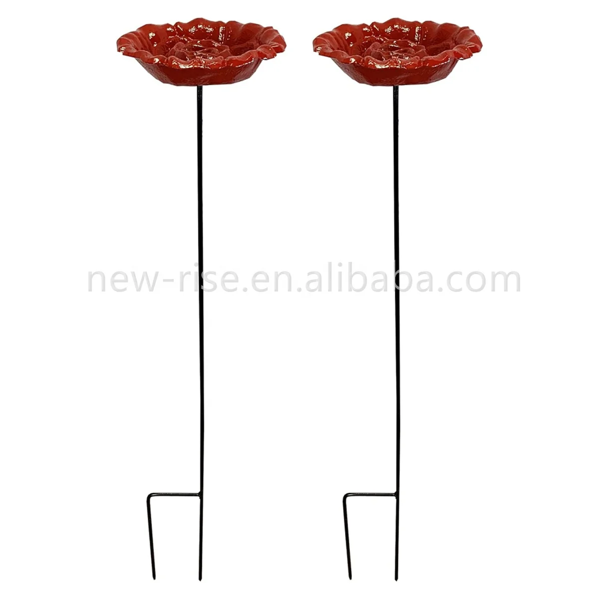 5 Pack Rose Cast Iron Standing Bird Feeder Double Spike Support Feeders Bowl for Outdoor Feeding Tray