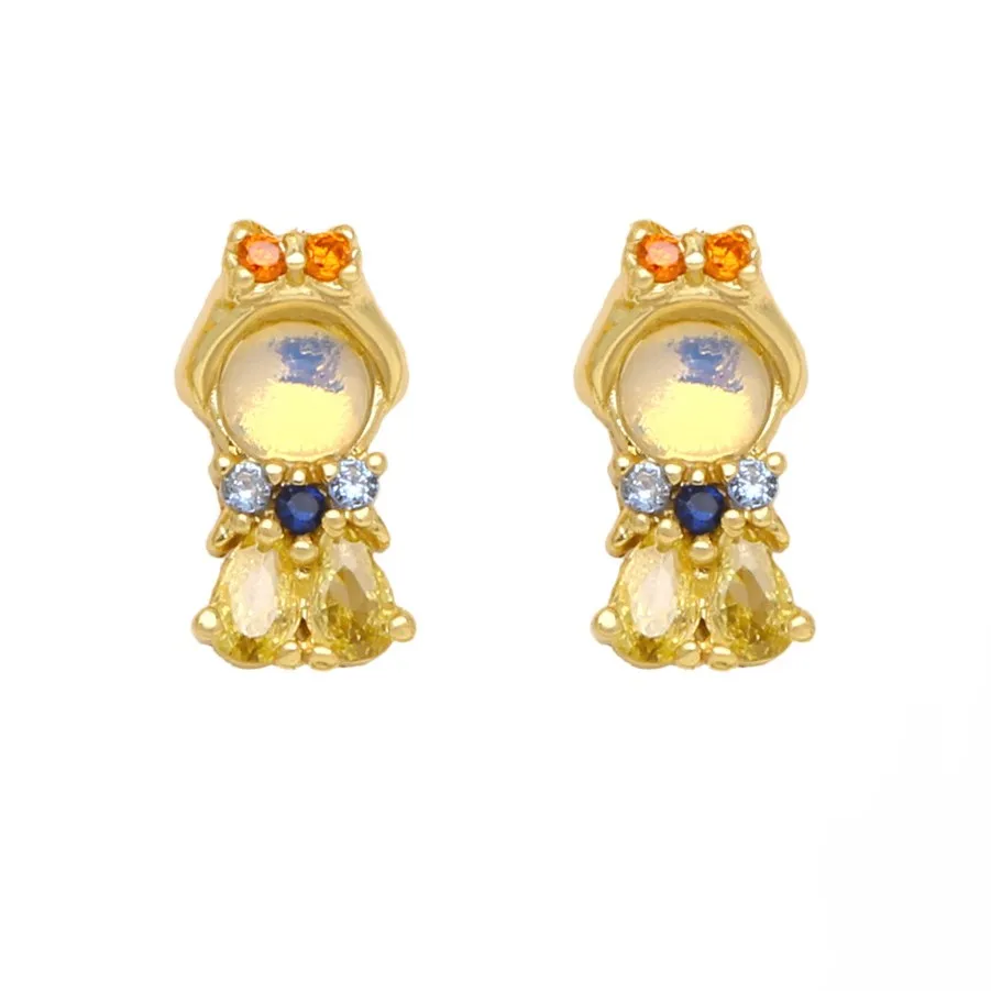 New Fairy Tale Princess Earrings Femininity With Colorful Zircon Mermaid Stud Earrings