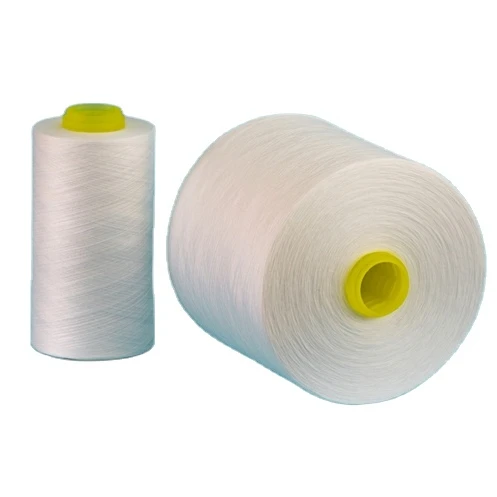 Швейная нить из 100% полиэстера, белая, в пластиковом конусе