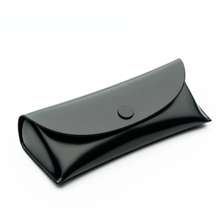 Factory Wholesale Unisex Handmade Custom Logo Shiny Black PU Leather Sunglasses Case Eyewear Case
