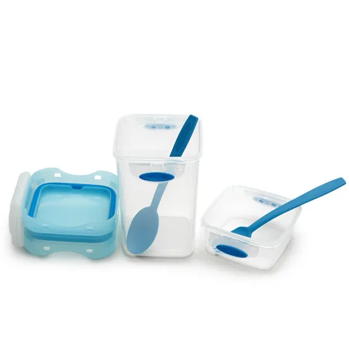 Customized 230+400ml Square Kitchen Plastic Airtight Food Storage Containers Food to Go Storage Container