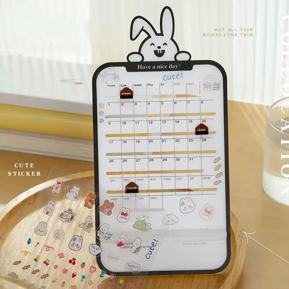 Made In China Custom Desktop Acrylic Calendar 2025 Multi-Functional Frosted Perpetual Calendar With Slide Buckle