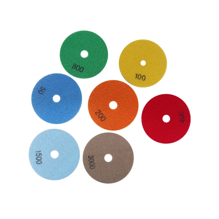 7Pcs Set of 4 Inch Dry Use Diamond Flexible Buffing & Polishing Pads for Granite Concrete Travertine Marble Polishing