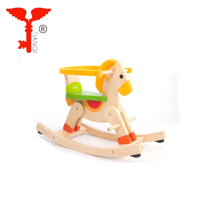 Baby Horse Solid Wood Child Carousel Toys Gift Wooden Rocking Chair Kid Riding Wooden Rocking Horse Toy