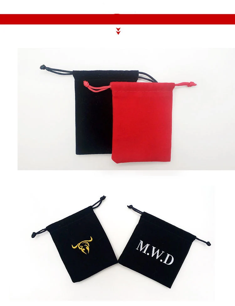 Drawstring Satin Silk Custom Logo Printed Velvet Jewelry Pouch Customized Drawstring Bag