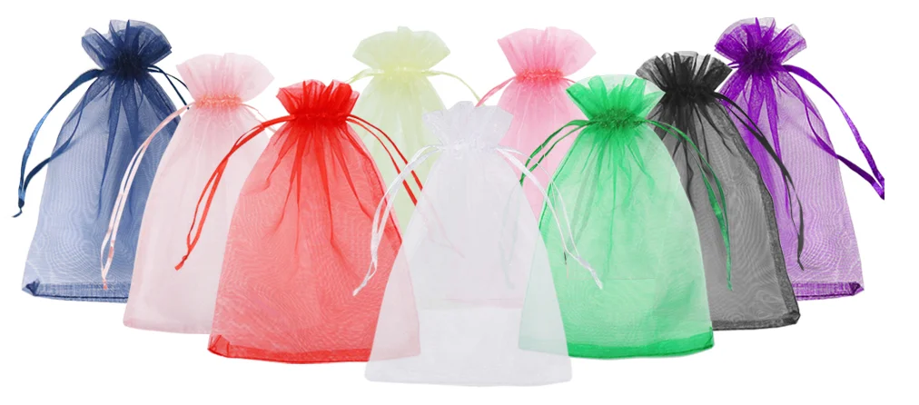 Colorful portable storage packing drawstring gauze pouch bags Mixed Color Organza Gift bag Candy Jewelry Party Wedding mesh bag