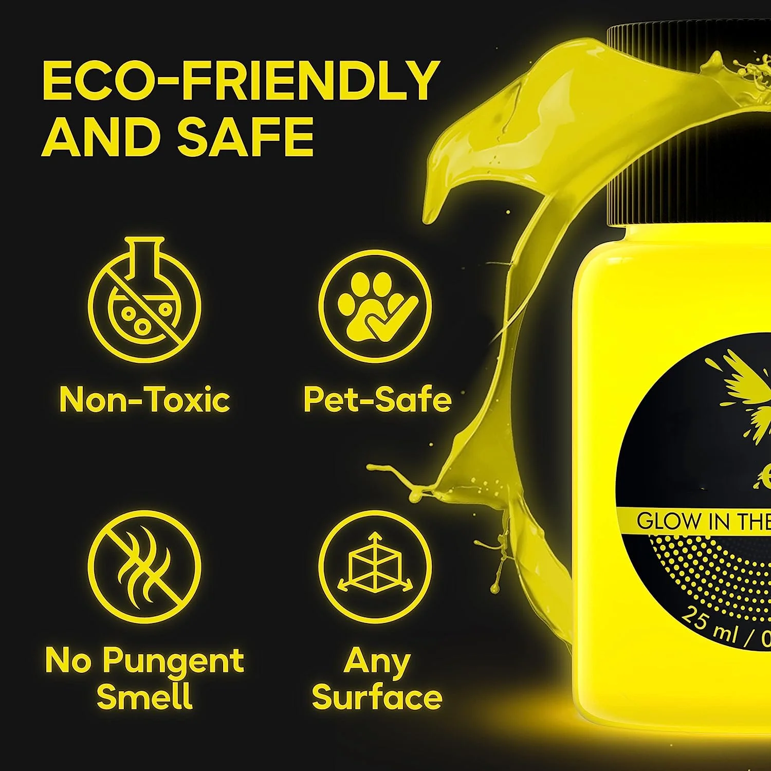 Glow in The Dark 60ml /2oz Charge-Glow UV Activated For Outdoor DIY Craft Holiday Decor Christmas Kids Neo Acrylic Paints Set