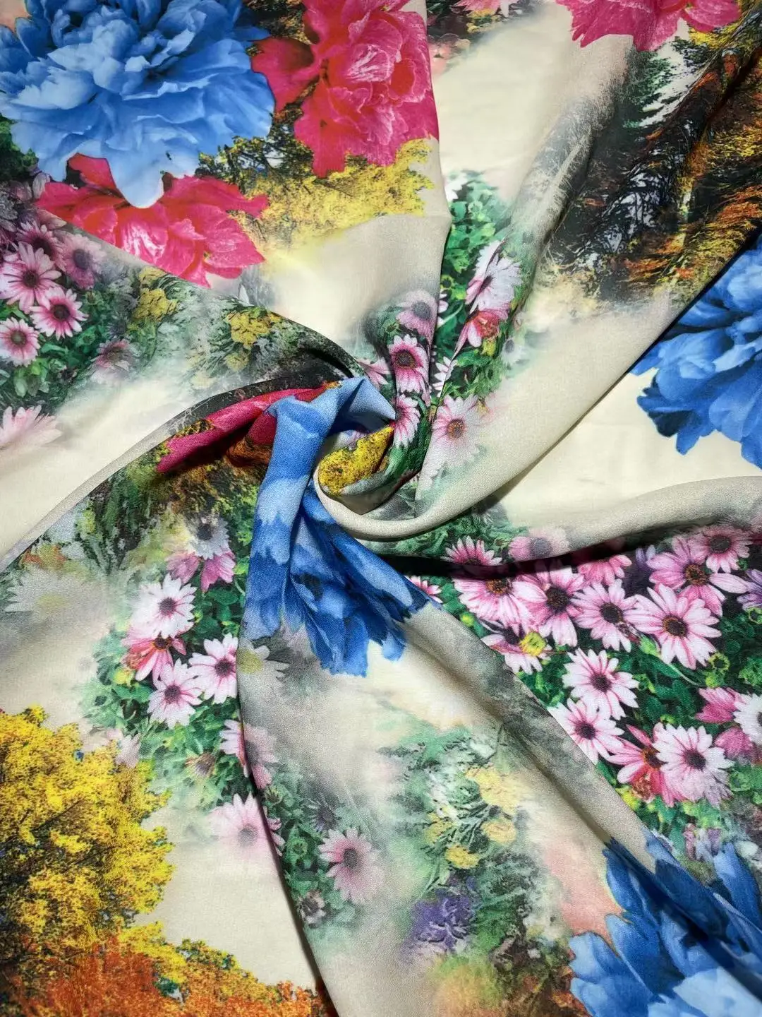 
High Quality And Cheap Price chrysanthemum in digital print of polyester for long dress 