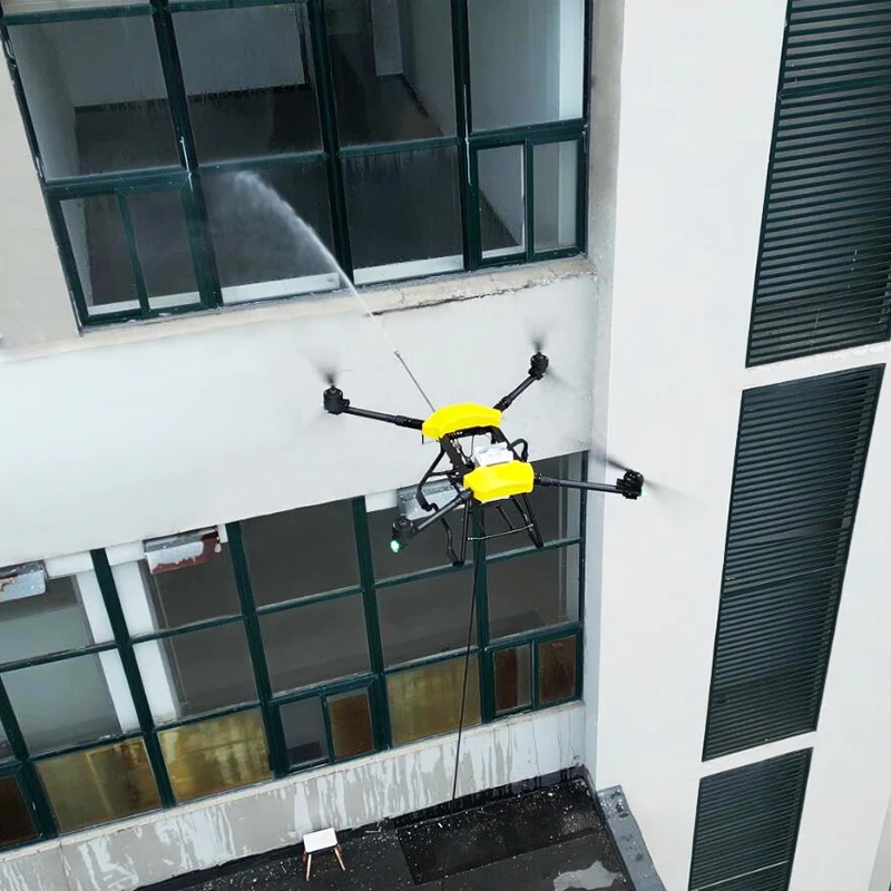 Joyance industry drone mop cleaning power wash drone for wall window and facade with high pressure ground pump system