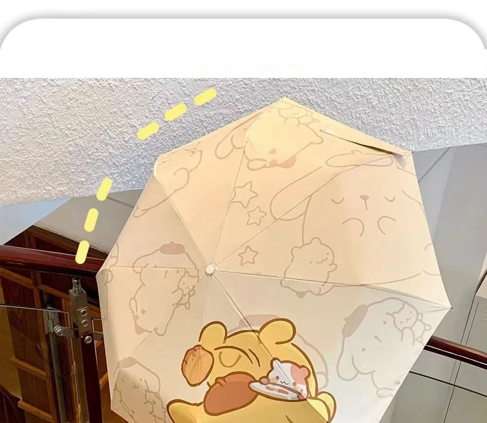 Automatic Umbrella Sun Umbrella Pudding Dog Folding Portable Three-fold Umbrella Rain Black Glue Bottom Layer Blocks UV Rays 13