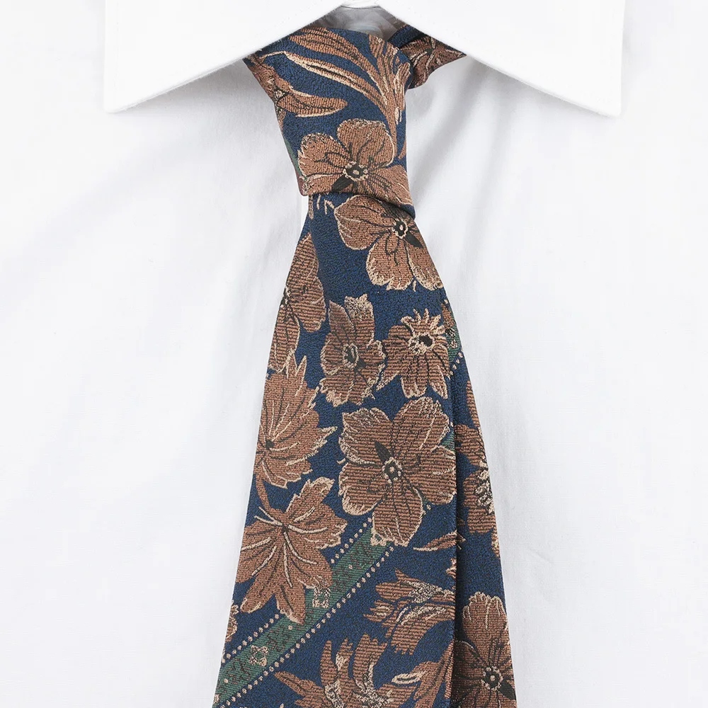 2023 Newest Floral Striped Dots Neck Ties For Business Mens Necktie Khaki Brown Color Vintage Suits Shirt Cravats Wedding Gifts