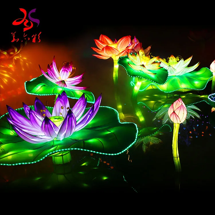 Huayicai 2023 Newest waterproof IP65 lighting Chinese festival  lotus flowers lanterns show for park decorations