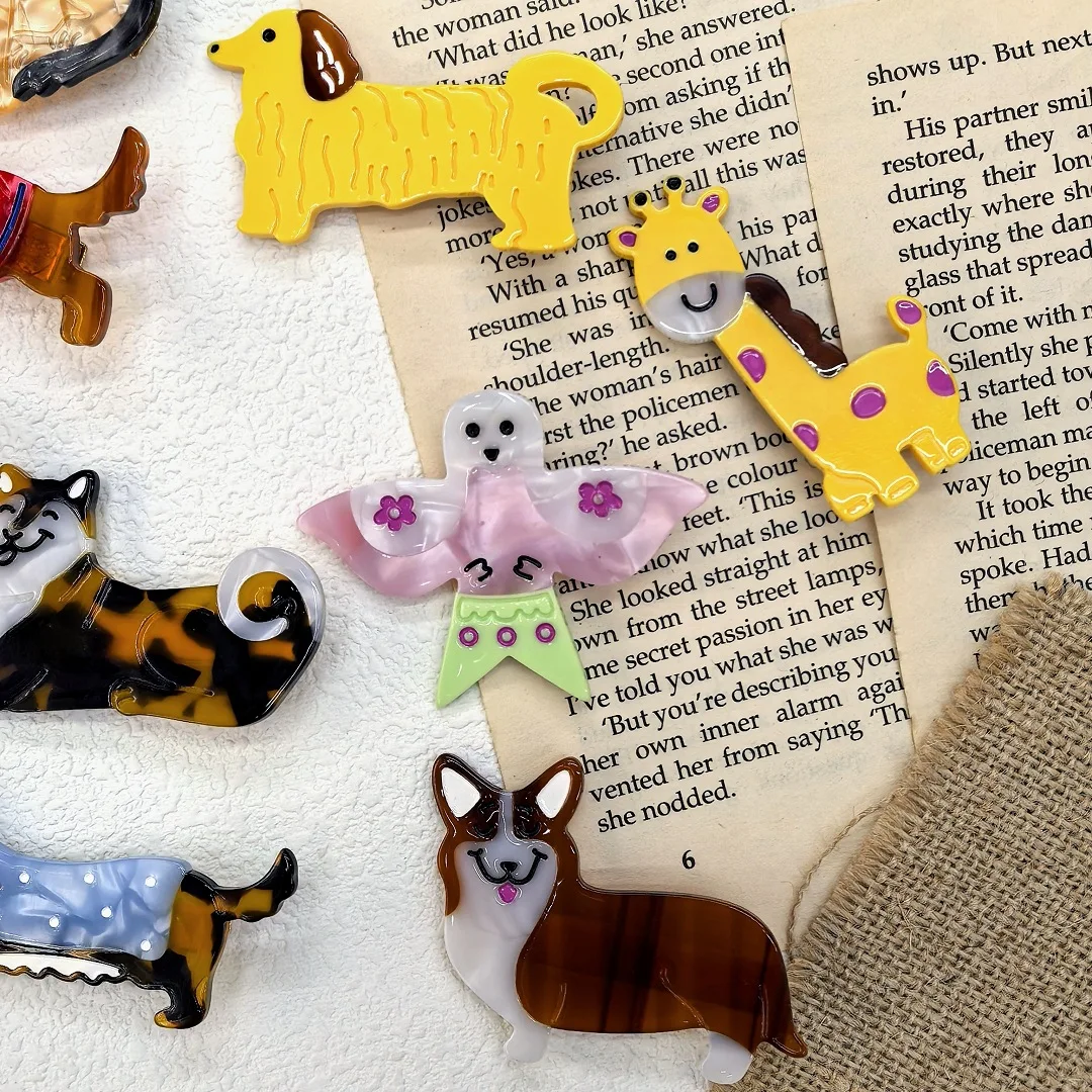 Cartoon Animal Acetate Puppy Duckbill Clip Cute Versatile Hair Bangs Daily Side Clip Hairpin Women Hair Accessories Wholesale