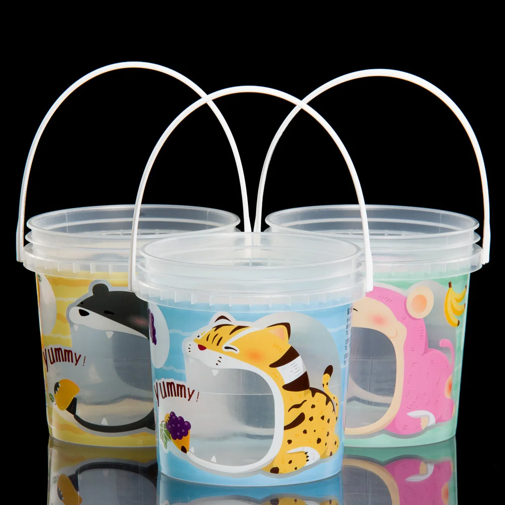 1 to 2 liter litre good price In-Mould Labeling pail with lid Customized shipping barrel 0504