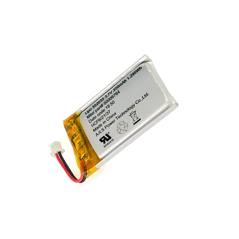 UL1642 Сертифицированный 552035 500 циклов 350 мАч аккумулятор с проводом pcb
