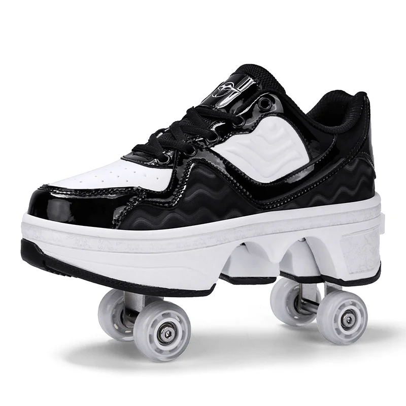 Suwanee Skate Roller Shoes Sport Kids Roller Skating Walking Shoes Children Kick Out Speed Sneakers 4 Wheels Retractable.