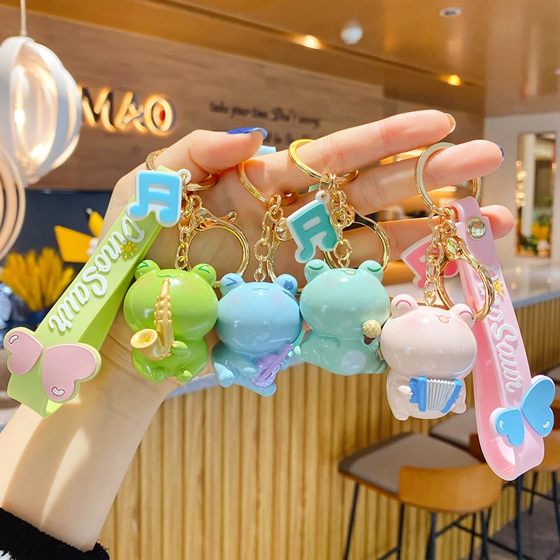 BaiMao original design happy frog pendant key chain bag purse pendant decor cute cartoon car keychain