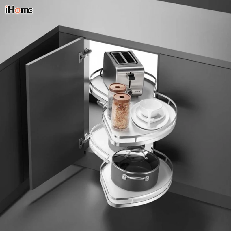 Ihome Kitchen Cabinet Blind Corner Pull Out Organizer 2 Tiers Swing Tray Soft Close Revolving Basket Drawer Accessories