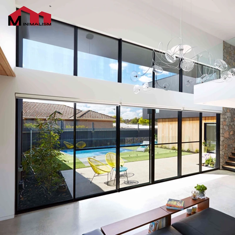 Double Glazing Tempered Glass Stacker Sliding Patio Doors Double Glazed Aluminium Sliding Door