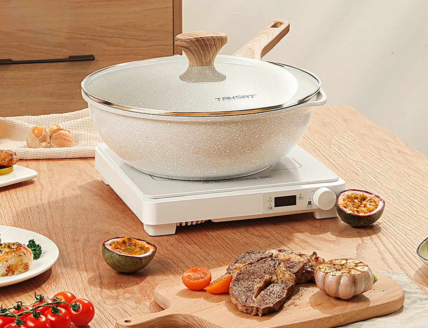 Customized 30cm Non-stick Aluminum Stone-coated Deep Frying Pan Non-stick Coating Wok