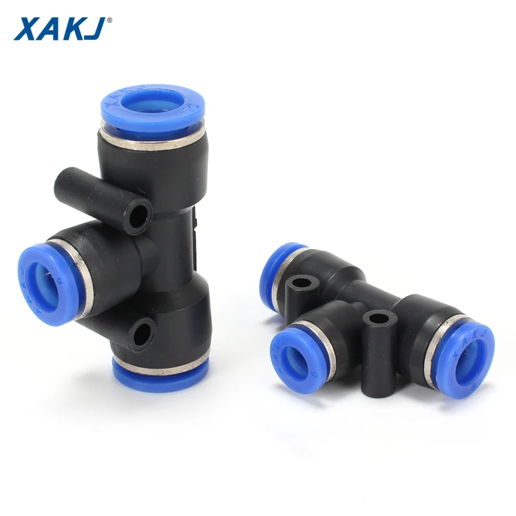 
XAKJ PUT PE series Equal Plastic Air 3 way Tee type Tube-to-Tube One-touch Push in Pneumatic fitting 