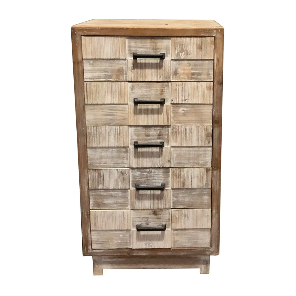 
Wholesale Simple Design Vintage Furniture Cheap 5 Drawer Retro Style Wooden Chest Drawer Cabinet 