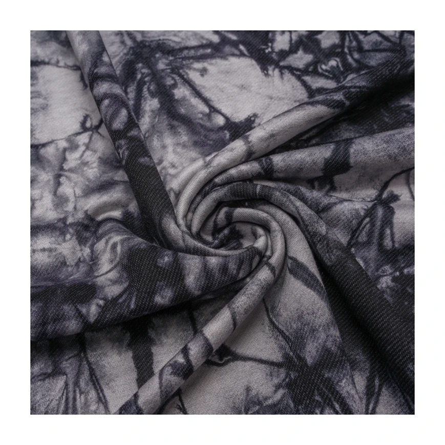  OEM новый цветочный дизайн Tie Dye Трикотажная джинсовая ткань полиэстер вискоза
