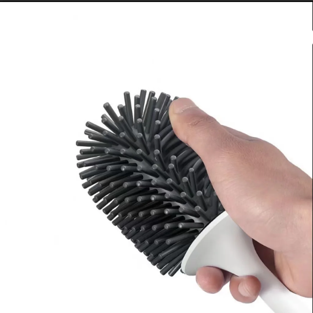 TPR self-volatile thermoplastic rubber soft bristle cleaning brush with base toilet toilet brush
