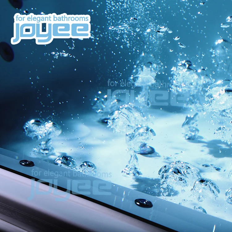 JOYEE 2021 new design 4 person hotel bathroom glass window hydro spa bath tub Teak wood whirlpool bathtub massage price in dubai