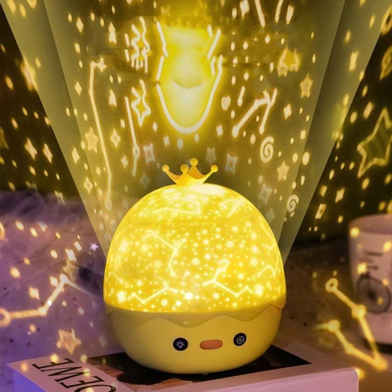 Colorlife Bluelight Hot Sales Music Remote Control Crown Duck Star Projector Night Light with Six Films